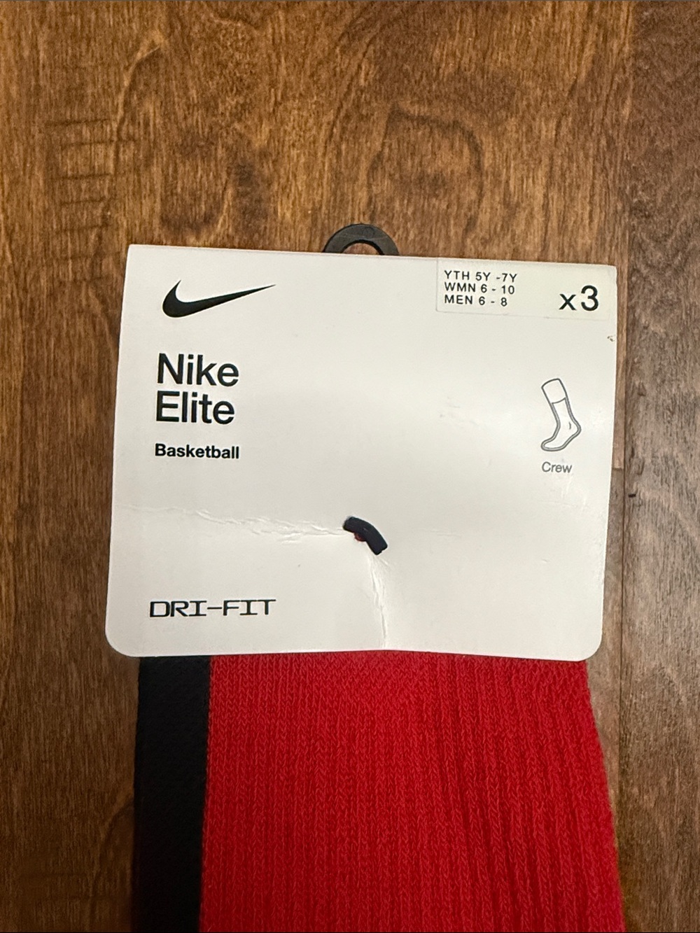 Nike Red and Black Elite Dri-FIT Crew Athletic Socks - Picture 3 of 14